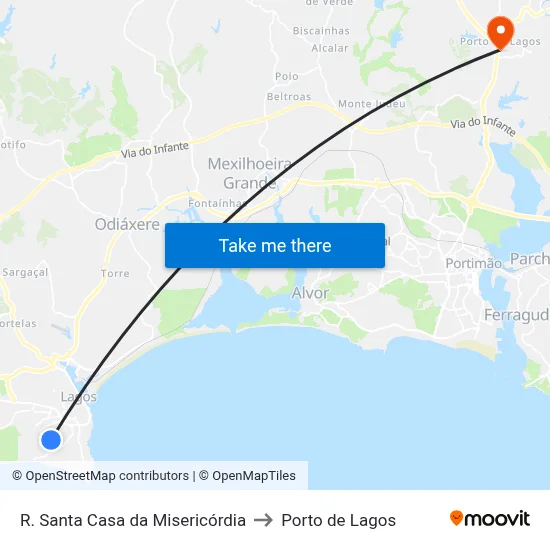 R. Santa Casa da Misericórdia to Porto de Lagos map