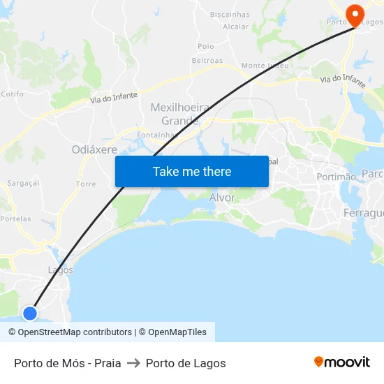 Porto de Mós - Praia to Porto de Lagos map