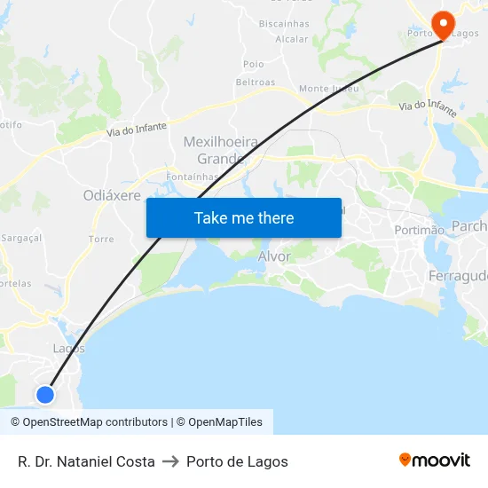 R. Dr. Nataniel Costa to Porto de Lagos map