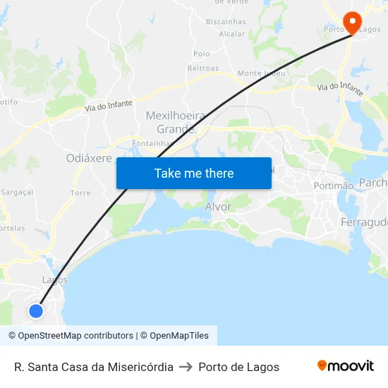 R. Santa Casa da Misericórdia to Porto de Lagos map