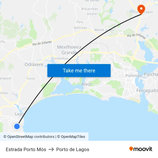 Estrada Porto Mós to Porto de Lagos map