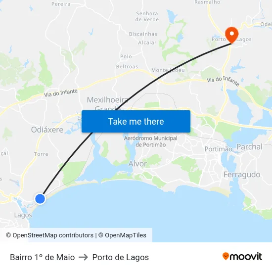 Bairro 1º de Maio to Porto de Lagos map