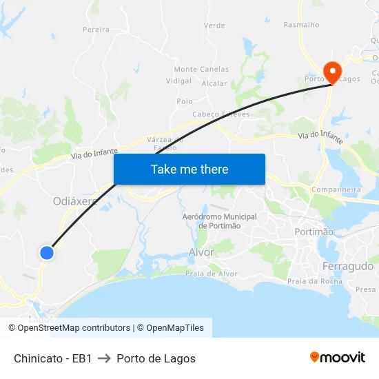 Chinicato - EB1 to Porto de Lagos map