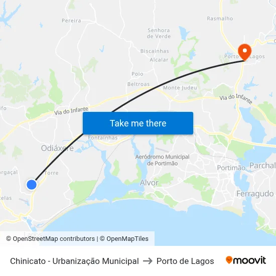 Chinicato - Urbanização Municipal to Porto de Lagos map