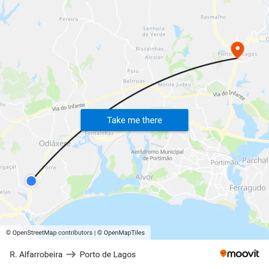 R. Alfarrobeira to Porto de Lagos map