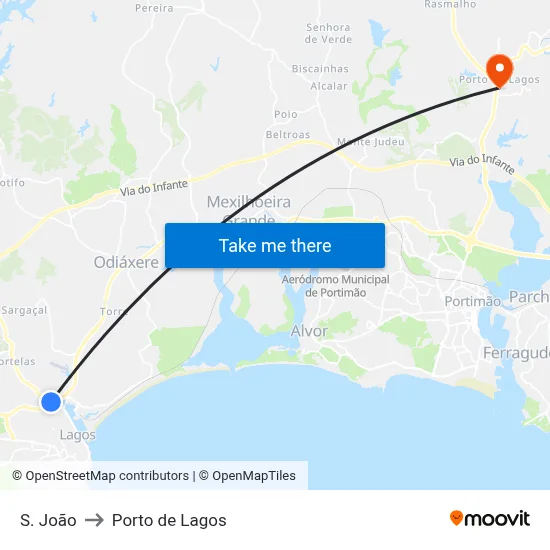 S. João to Porto de Lagos map