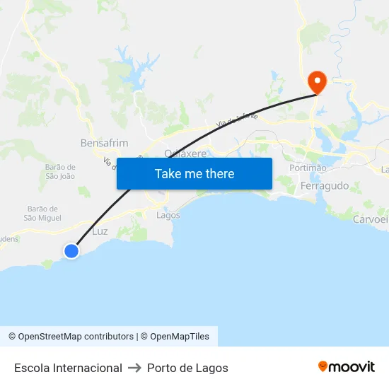 Escola Internacional to Porto de Lagos map