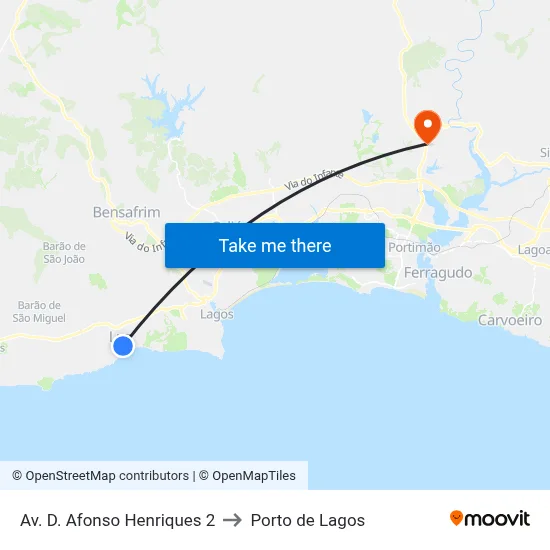 Av. D. Afonso Henriques 2 to Porto de Lagos map