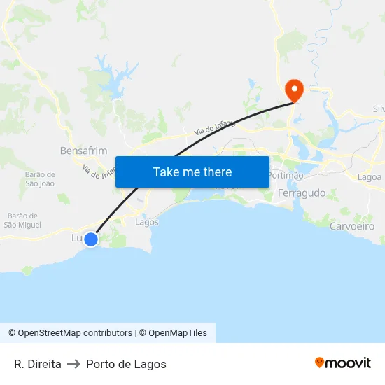 R. Direita to Porto de Lagos map