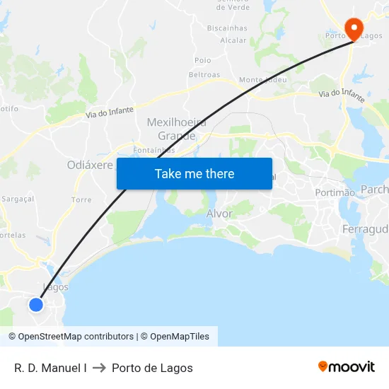 R. D. Manuel I to Porto de Lagos map