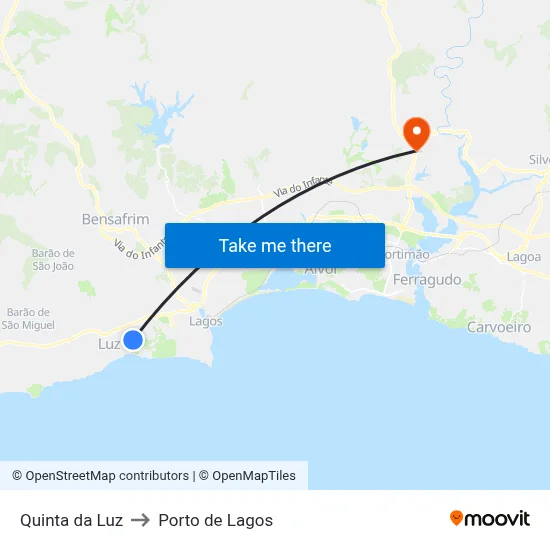 Quinta da Luz to Porto de Lagos map