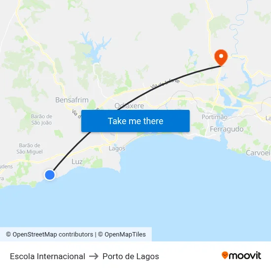 Escola Internacional to Porto de Lagos map
