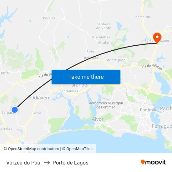 Várzea do Paúl to Porto de Lagos map