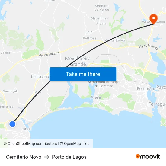 Cemitério Novo to Porto de Lagos map