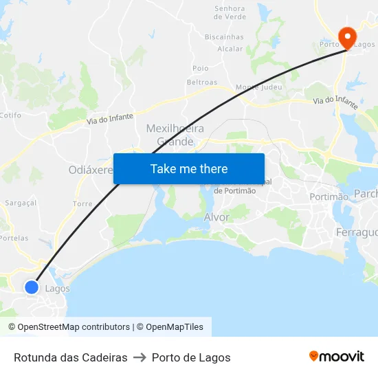 Rotunda das Cadeiras to Porto de Lagos map