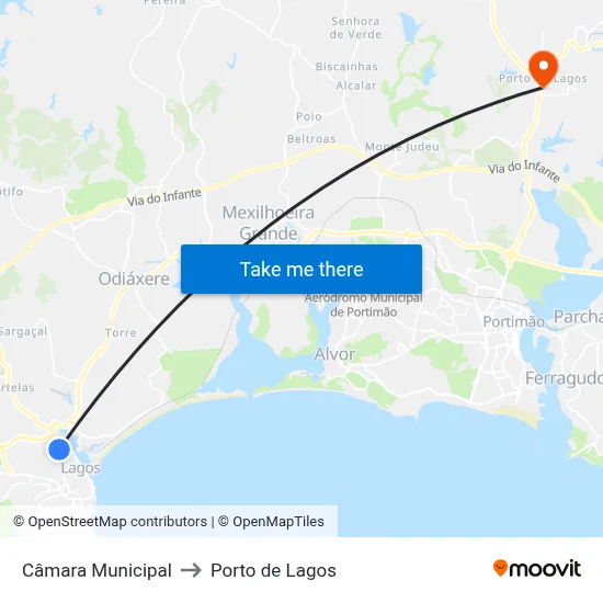 Câmara Municipal to Porto de Lagos map