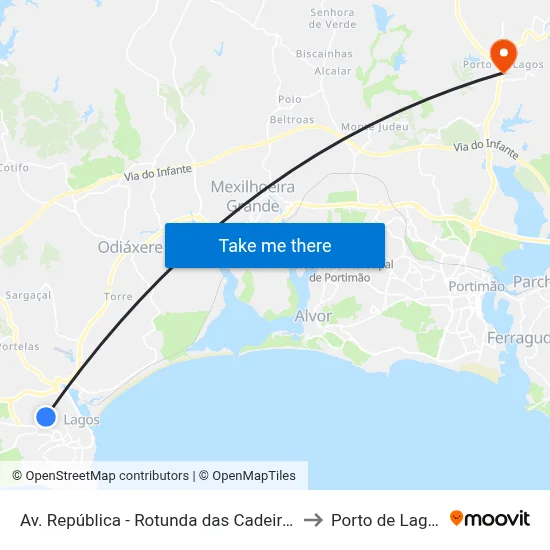 Av. República - Rotunda das Cadeiras) to Porto de Lagos map