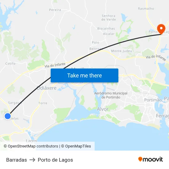Barradas to Porto de Lagos map