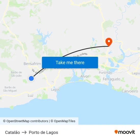 Catalão to Porto de Lagos map