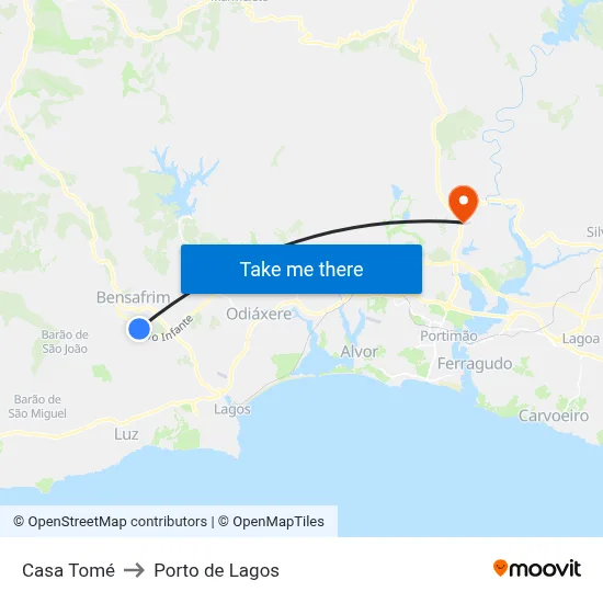 Casa Tomé to Porto de Lagos map