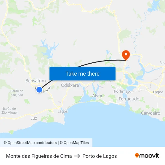 Monte das Figueiras de Cima to Porto de Lagos map