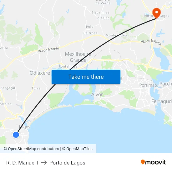 R. D. Manuel I to Porto de Lagos map