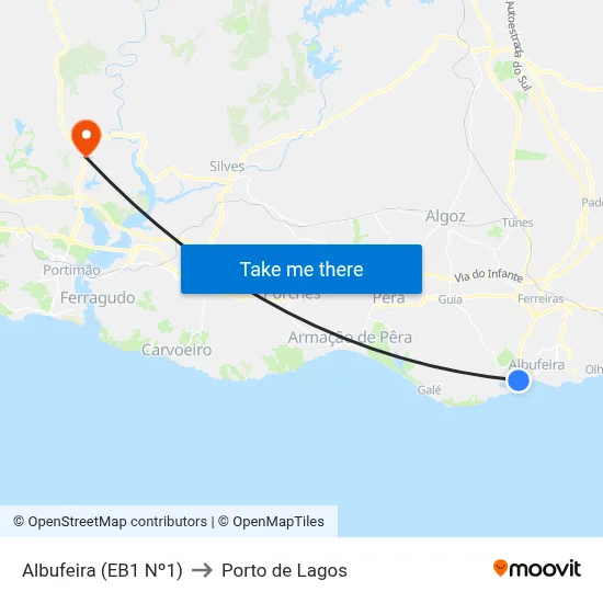 Albufeira (EB1 Nº1) to Porto de Lagos map