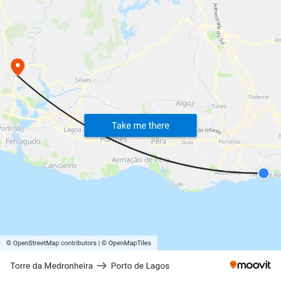 Torre da Medronheira to Porto de Lagos map