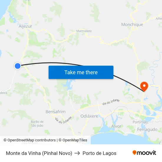 Monte da Vinha (Pinhal Novo) to Porto de Lagos map