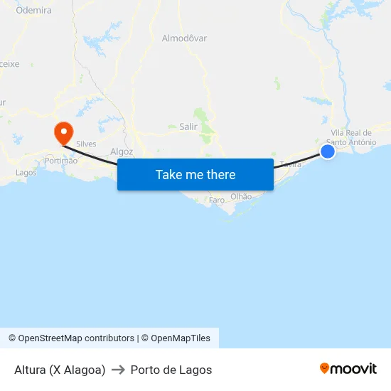 Altura (X Alagoa) to Porto de Lagos map