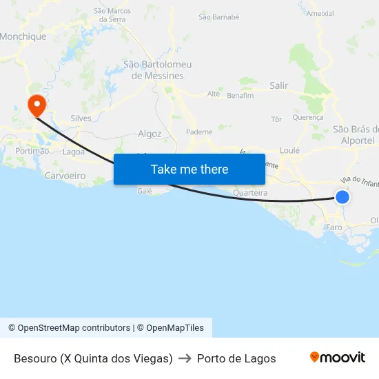 Besouro (X Quinta dos Viegas) to Porto de Lagos map