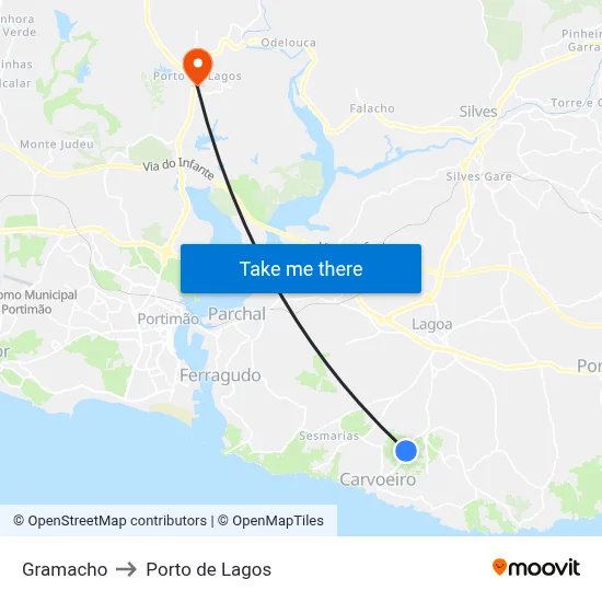 Gramacho to Porto de Lagos map