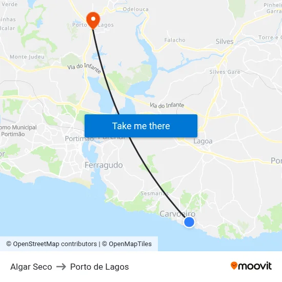 Algar Seco to Porto de Lagos map