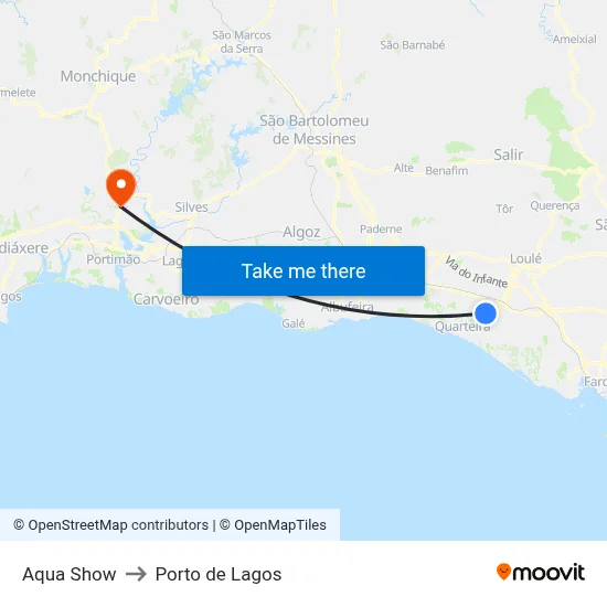 Aqua Show to Porto de Lagos map