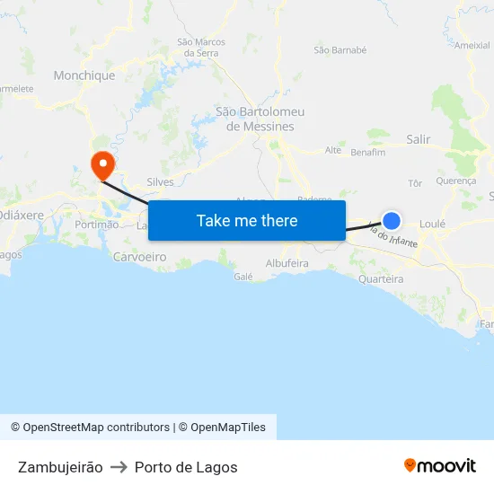 Zambujeirão to Porto de Lagos map