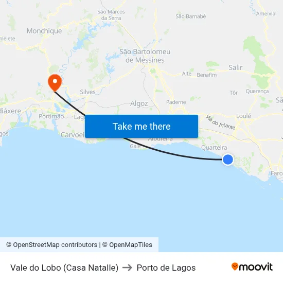 Vale do Lobo (Casa Natalle) to Porto de Lagos map