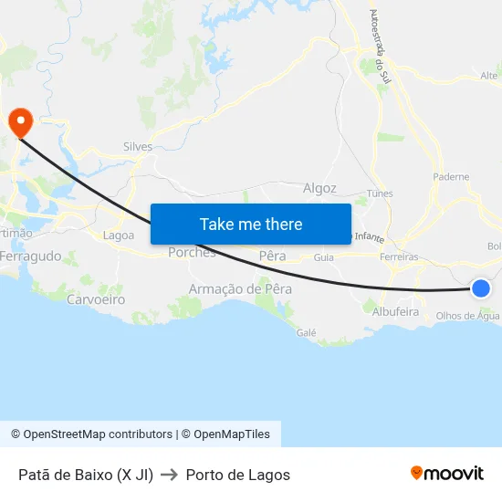 Patã de Baixo (X JI) to Porto de Lagos map