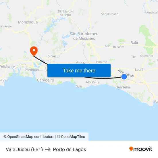 Vale Judeu (EB1) to Porto de Lagos map