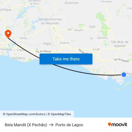 Bela Mandil (X Pechão) to Porto de Lagos map