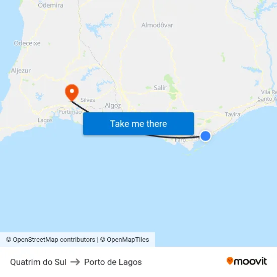 Quatrim do Sul to Porto de Lagos map