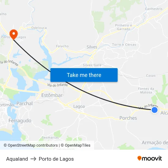 Aqualand to Porto de Lagos map