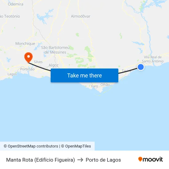 Manta Rota (Edifício Figueira) to Porto de Lagos map