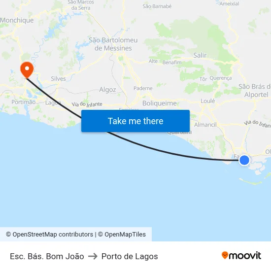 Esc. Bás. Bom João to Porto de Lagos map