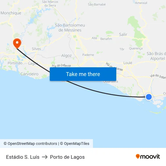 Estádio S. Luís to Porto de Lagos map