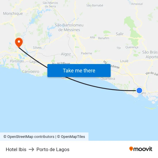 Hotel Ibis to Porto de Lagos map