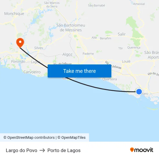 Largo do Povo to Porto de Lagos map