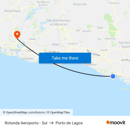 Rotunda Aeroporto - Sul to Porto de Lagos map