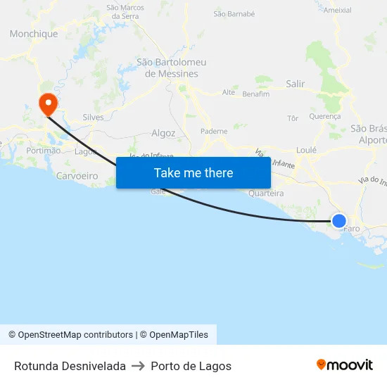 Rotunda Desnivelada to Porto de Lagos map