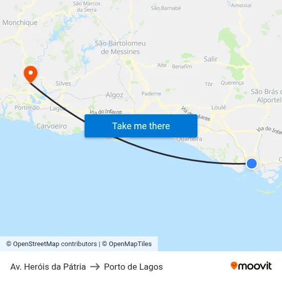 Av. Heróis da Pátria to Porto de Lagos map