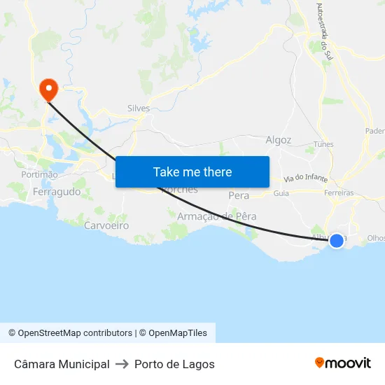Câmara Municipal to Porto de Lagos map